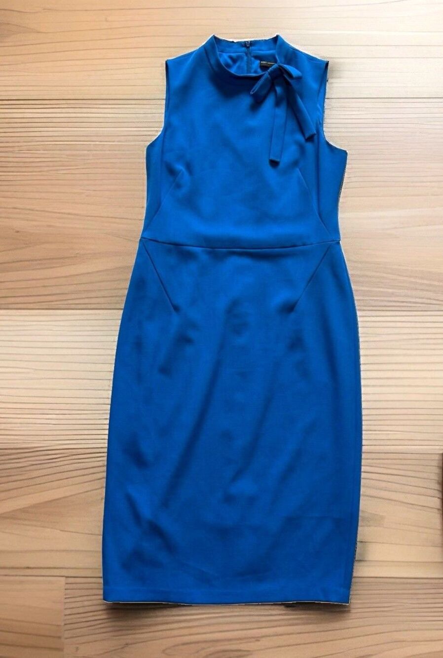 Maggy London Womens Size 10 Cobalt Blue Sleeveless Sheath Midi Dress Bow Neck